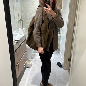 Vintage Brown Suede Hobo Bag